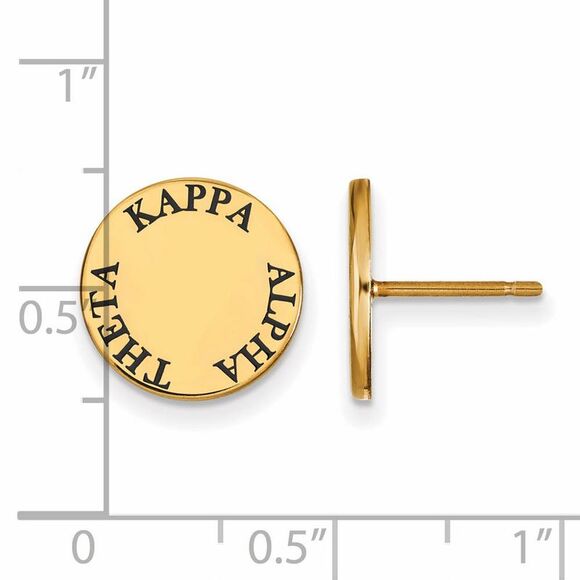 14K Plated Silver Kappa Alpha Theta Enamel Disc Post Earrings - Picture 2 of 3